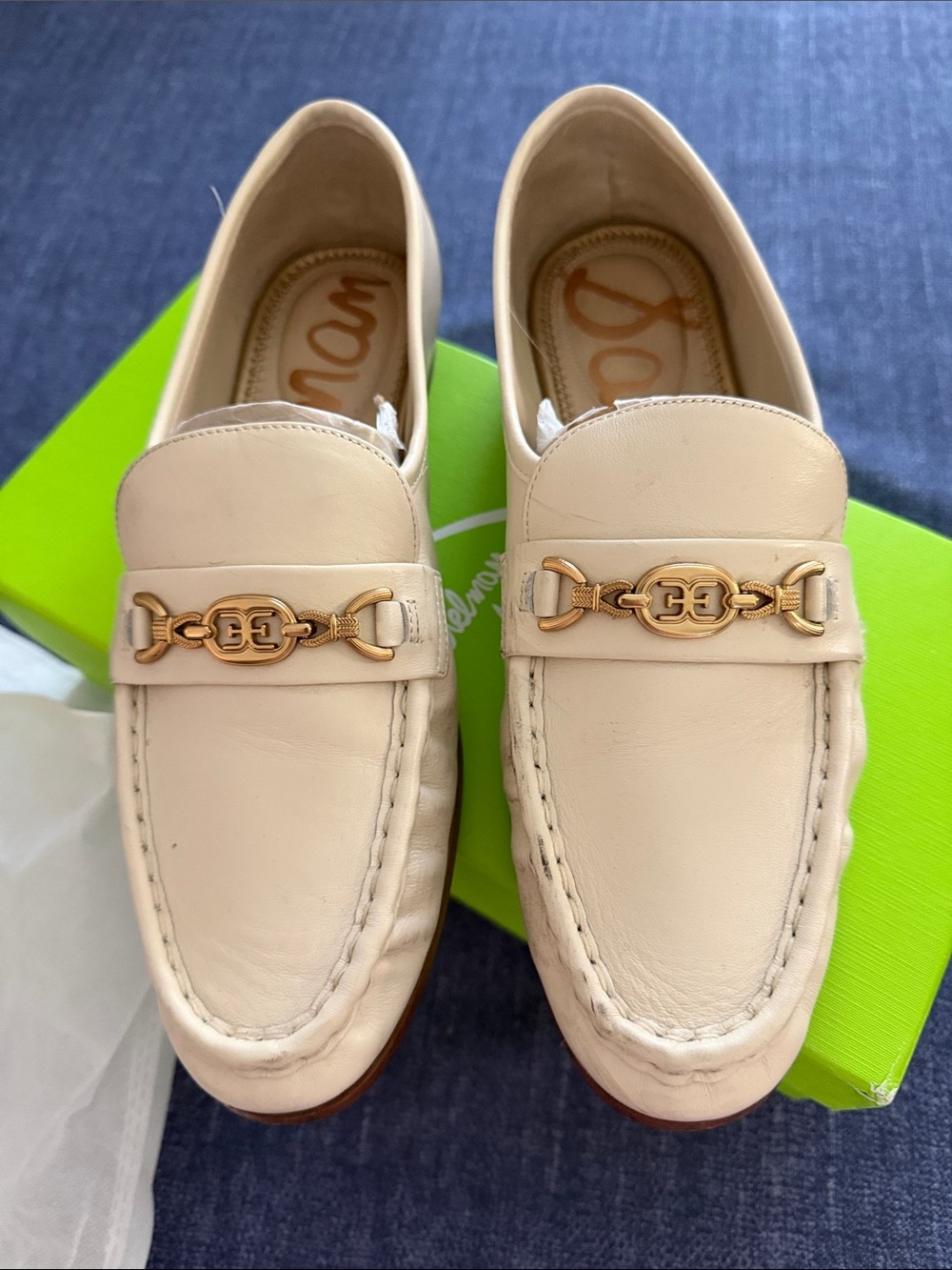 Sam Edelman Lucca Ivory Leather Loafers - Picture 2 of 4